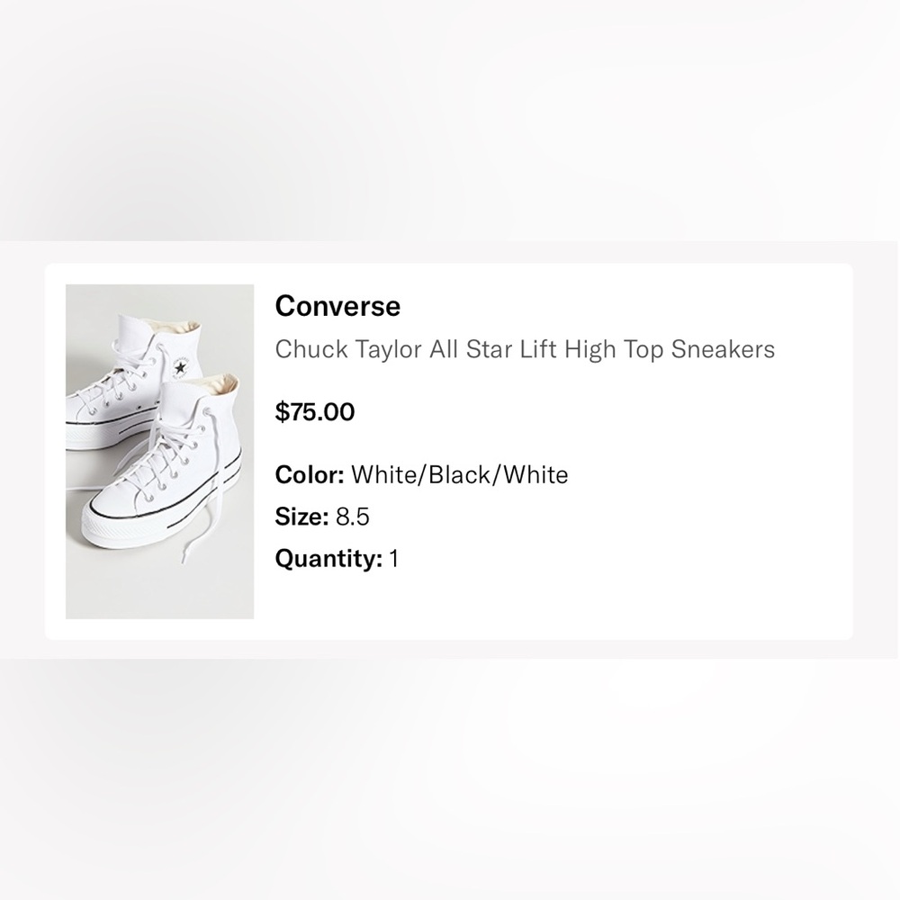 Never worn Converse White and Black High Top Sneakers